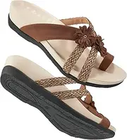 FUDYNMALC Orthotic Flip Flops for Women Casual Gladiator Plantar Fasciitis Sandals for Flat Feet with Arch Support Comfortable Orthopedic Walking Thong Sandals