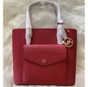Michael Kors Red Jet Set Medium Pocket Tote NWT