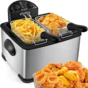 Freidora Electrica Papas Pollo Con Aceite De Acero Inoxidable Con 3 Canastas