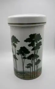 Vintage Devin Aramis 1979 Tree Landscape Canister Ceramic Designer Decor