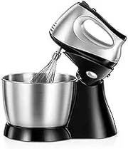 Stand Mixer, 3QT 5+P Speed Tilt Head Food Mixer, Kitchen Electric Mixer with Dough Hook, Wire Whip & Beater Stainless Steel Bowl