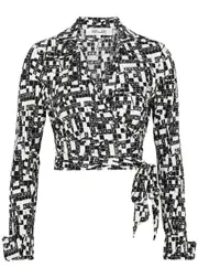 Diane Von Furstenberg Bobbie Printed Jersey Wrap top - Black And White - XL (UK16 / XL) XL (UK16 / XL)