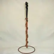 14" Longbottom Hand Carved Almond Wood Magic Wand Wizard Wicca w/Free Velvet Bag