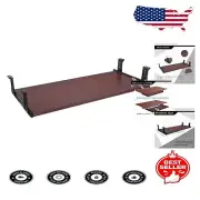 Extra Wide Mahogany Keyboard Drawer Tray - Adjustable Under-Desk Solution