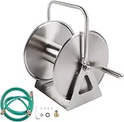 Topyond Hose Reel Cart Wall Mount Heavy Duty 40m Stainless Steel Cleaning Storage Automatic Retractable for Garden Yard Car Washing (EU Plug)