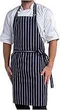Locky Stripes Chef Apron for Men & Women | Durable & Fade-Resistant Bib Apron with Utility Pockets, Adjustable Neck, & Tea Towel Loop | Professional Hospitality Chef Uniform - ACE CHEF