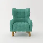 Armchair High back Lounge Accent Chair Designer Printed Fabric with Wooden Leg