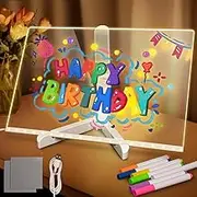 Creative Magic Board Light up for Kids, LED Writing Acrylic Dry Erase Board with Stand, Clear Doodle Glow Message Letter Note Drawing Boards with 7 Color Mark Pen for Festival Gift(30 * 20cm)