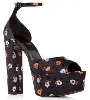 NIB Saint Laurent YSL Jodie Black Floral Polka Dot Platform Sandals Pumps 39.5