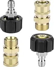 Pressure Washer Adapter Set, 2 Pair M22 (M22 14MM) 3/8'' Quick Connect Couplers, It's Fitting 3/8inch Nozzle or Spray Gun, Washer Hose, not fit 1/4inch, 5000 PSI…