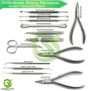 Dental Pliers -Orthodontic Braces Placement Scaler Tweezers Set Of 10