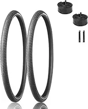 2pcs 700x38c/700x40c Bike Tire and Inner Tube with Levers Pair | Puncture Proof Bicycle Replacement Accessories | Compatible with Road Mountain Urban Commuting Bikes | 48mm Valve