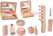 Kisangel 1 Set Wooden Makeup Girl Makeup Blush Pretend Play Makeup Kit Beauty Salon for Makeup Kit for Girl Birthday Present