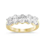 Oval Shaped 5 Stone Ring with 2.00ct Laboratory Grown Diamonds in 9kt Yellow Gold