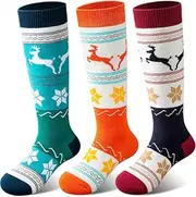 [Cimkiz] Kids Ski Socks (2 Pairs/3 Pairs) for Boys Girls Thick Warm for Winter Snow Skiing Snowboard Sports