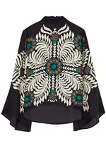 LA Double J Make An Exit Printed Silk-satin top - Black - M (UK12 / M) M (UK12 / M)