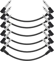 Labymos Guitar Effect Pedal Cables Instrument Patch Cord 15cm 1/4 Inch Right Angle TS Plug PVC Jacket, 6pcs/Pack