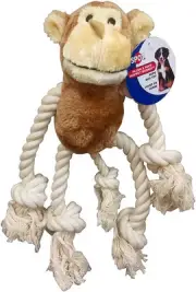 SPOT Ethical Pets Plush & Rope Moppet Monkey, Durable Tug and Toss Rope Dog Toy