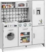 HONEY JOY Kids Kitchen Playset, Toddler Kitchen Toy Set w/Realistic Lights & Sounds, Ice Maker, Stoves, Sink, Oven, Microwave, Washing Machine, Chef Pretend Play Toy for Boys Girls Aged 3+ Years Old