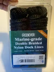 Greenever Marine-Grade Double Braided Nylon Dock Lines 15ft Length 3/8” 2 Pack