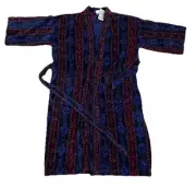 Vintage Ash Creek Trading 90s Terrycloth Robe Bathrobe Blue Aztec Southwest NWT