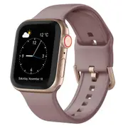 For Apple Watch SE (2nd Generation),40-mm Case,Pin Buckle Silicone Watch Band,Smoked Purple