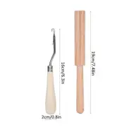 Bent Latch Hook Tool Hand Made Carpet Crochet Needle Wooden Thread Cutter Tools