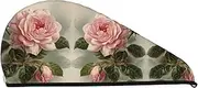 GDSHJKLW Vintage Pink Rose Drying Hair Caps Super Absorbent Soft Hair Drying Towel Quick Dry Coral Velvet Hair Drying Cap Hair Turban for Women Wet Hair Long Thick Hair