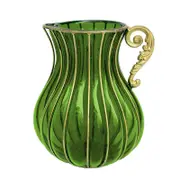SOGA Green Glass Jar Vase – Metal Handle