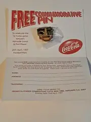 Vintage AFL Coca Cola Port Power V Adelaide Crows 1997 Commemorative Pin