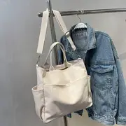 Top Handle Canvas Crossbody Tote Bag Off-White - One Size