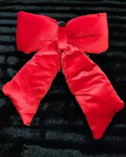 Red Velvet Plush Christmas Bow D Ring 20" Coquette Tree Top Decor Viral TikTok