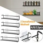 12Pcs Kitchen Spice Racks Wall Mounted Organizer Shelf For Cupboard Cabinet Door