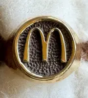 McDonald's Vtg Gold Tone Ring M Signet Brass Size 8 NOS Balfour