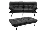 Giantex Convertible Sofa Bed PU Leather Lounge Futon Couch Adjustable Armrest/Backrest, Black