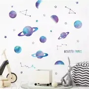 Beautiful Blue Planets Wall Stickers Outer Space Stars Constellation DIY Viny...