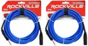 2 Rockville RCXMB20-BL Blue 20' Male REAN XLR to 1/4'' TRS Balanced Cables