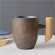 Beer Mug Vintage Ceramic Coffee Mug Tumbler Rust Glaze Tea Milk Beer Mug with Wood Handle Water Cup Home Office Drinkware Beer Mugs (Size : Style-4 B)