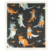 Biodegradable Swedish Dish Cloth - Kangaroos - Retro Kitchen
