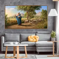 在飛比找樂天市場購物網優惠-圣耶穌掛畫像天主基督教堂餐廳臥室壁畫客廳牧羊圖十字架裝飾畫