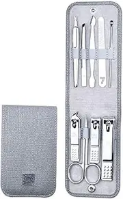 Manicures, Pedicure Kits, Nail Clippers, Manicure Set Tools Professional Men's Set Stainless Steel Portable Travel Nail Art Set Women's Gray Leather Set Nail Clipper Set 9 Pieces Professional Grooming