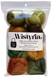 Wistyria Editions WR-W895R Wool Roving 12" .25oz 8/Pkg-Woodsy