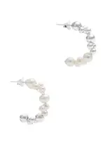 Completedworks Pearl-embellished Sterling Silver Hoop Earrings ONE SIZE