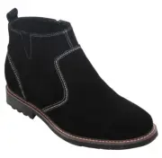 CALTO Y41082 - 3.2 Inches Height Increase Elevator Nubuck Black Zipper Boots