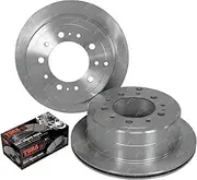 2 Rear Brake Disc Rotors + Pads for Toyota Landcruiser HDJ100R UZJ100R & for Lexus LX470 UZJ100R 6cyl 4.2L 1HD V8 4.7L 2UZ-FE 1998 1999 2000 2001 2002 2003 2004 2005 2006 2007