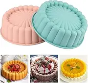 HUAKENER 2 Pcs Charlotte Cake Pan, 8 Inch Round Cake Pan, Nonstick Silicone Cake Molds for Cheese Cake, Chocolate Cake, Rainbow Cakes, Strawberry Shortcake, Brownie Tart Pie