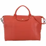 LONGCHAMP LE PLIAGE CUIR 短把羊皮摺疊兩用水餃包(大/磚紅)