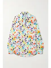 [Christopher John Rogers] Christopher John Rogers - Marker Test Printed Georgette Shirt - White - small small White