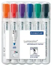 STAEDTLER Bullet Tip Lumocolor Whiteboard Marker Pens Pack of 6 Assorted Colours