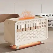 White Noise Sound Aroma Humidifier - Essential Oil Diffusers for Home, Air Aroma Diffuser Humidifier with 8 White Noise Effect & Simulation Flame, Speaker, for Sleeping, Living Room, Office
